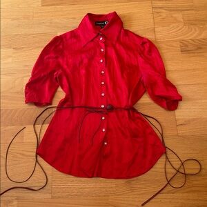 bebe Vibrant Red Button-Down Shirt